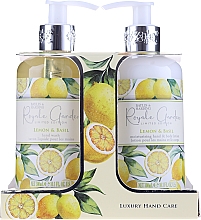 Kup Zestaw prezentowy - Baylis & Harding Royale Garden Lemon & Basil Set (l/soap 300 ml + b/lot 300 ml)