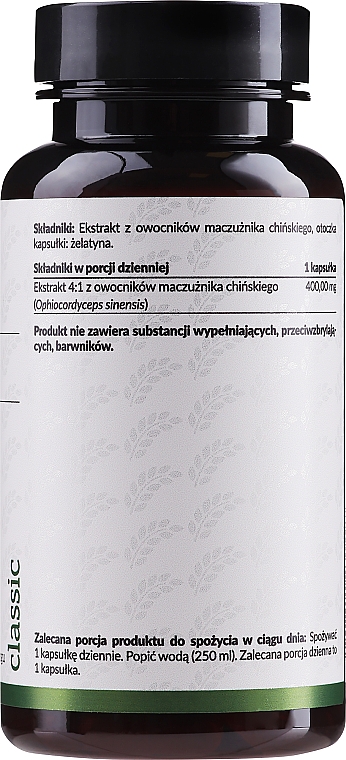 Suplement diety Maczużnik chiński - PharmoVit Classic Kordyceps Extract 400 Mg — Zdjęcie N2