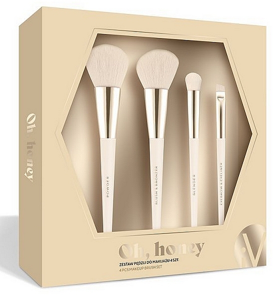 Zestaw pędzli do makijażu, 4 szt. - Inter-Vion Oh Honey Makeup Brush  — Zdjęcie N1