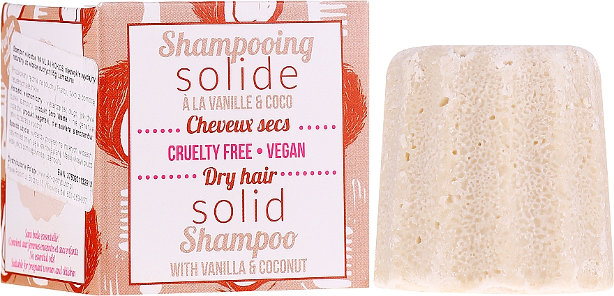 Szampon w kostce do włosów suchych Wanilia i kokos - Lamazuna Solid Shampoo For Dry Hair Vanilla & Coconut Scent — Zdjęcie N1