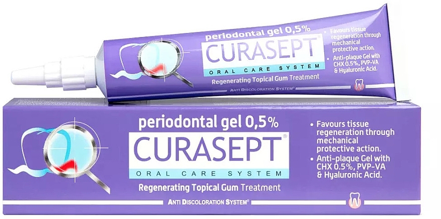 Żel periodontologiczny z chlorheksydyną 0,5% i kwasem hialuronowym - Curaprox Curasept ADS 350 Regenerating Gel — Zdjęcie N1