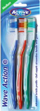 Szczoteczki do zębów, średnia twardość, niebieska + czerwona + zielona - Beauty Formulas Active Oral Care Active Wave Action  — Zdjęcie N1