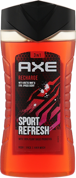 Żel pod prysznic 3 w 1 z prebiotykami - Axe Recharge Sport Refresh