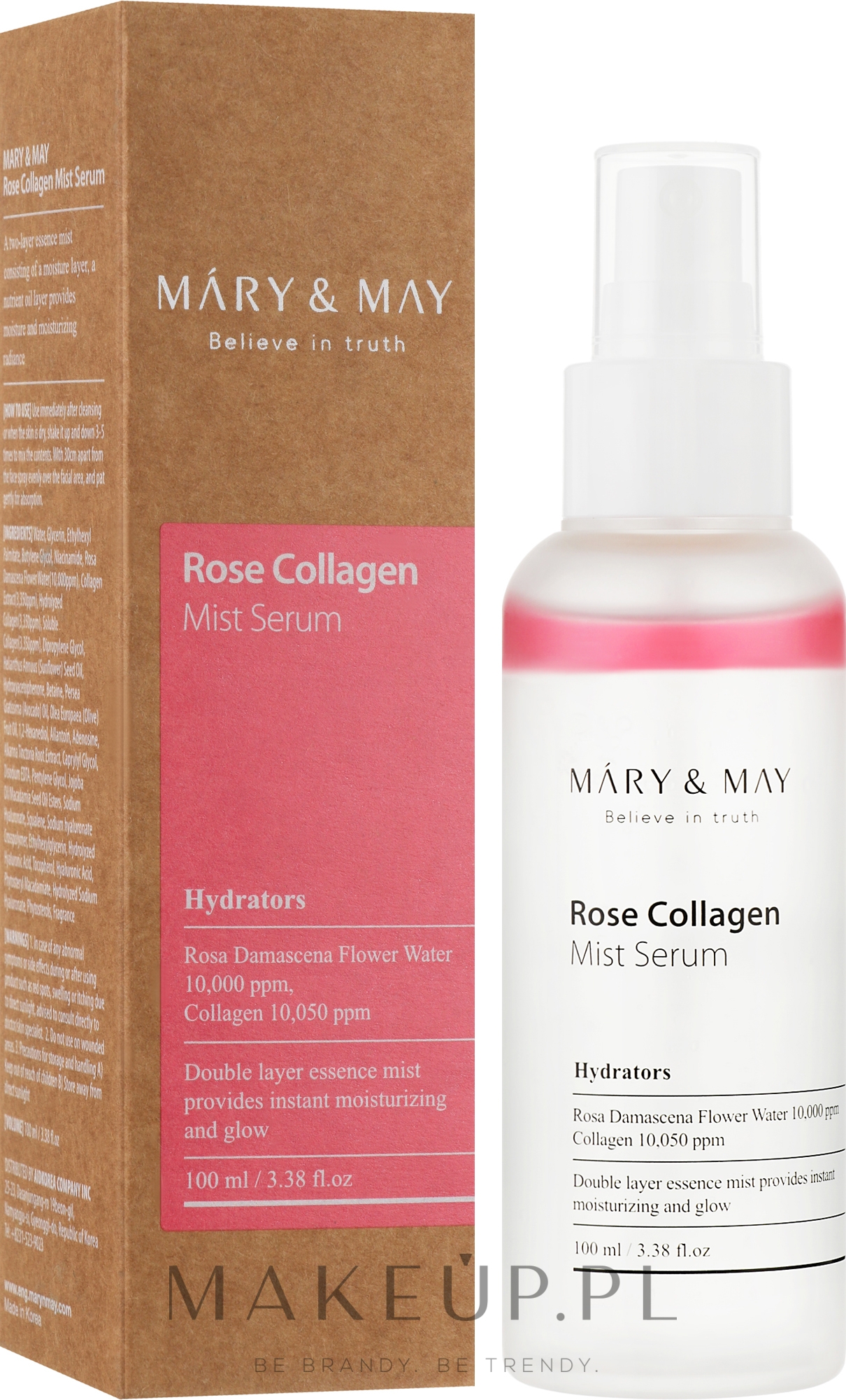 Serum w mgiełce do twarzy z ekstraktem z róży i kolagenem - Mary & May Marine Rose Collagen Mist Serum — Zdjęcie 100 ml