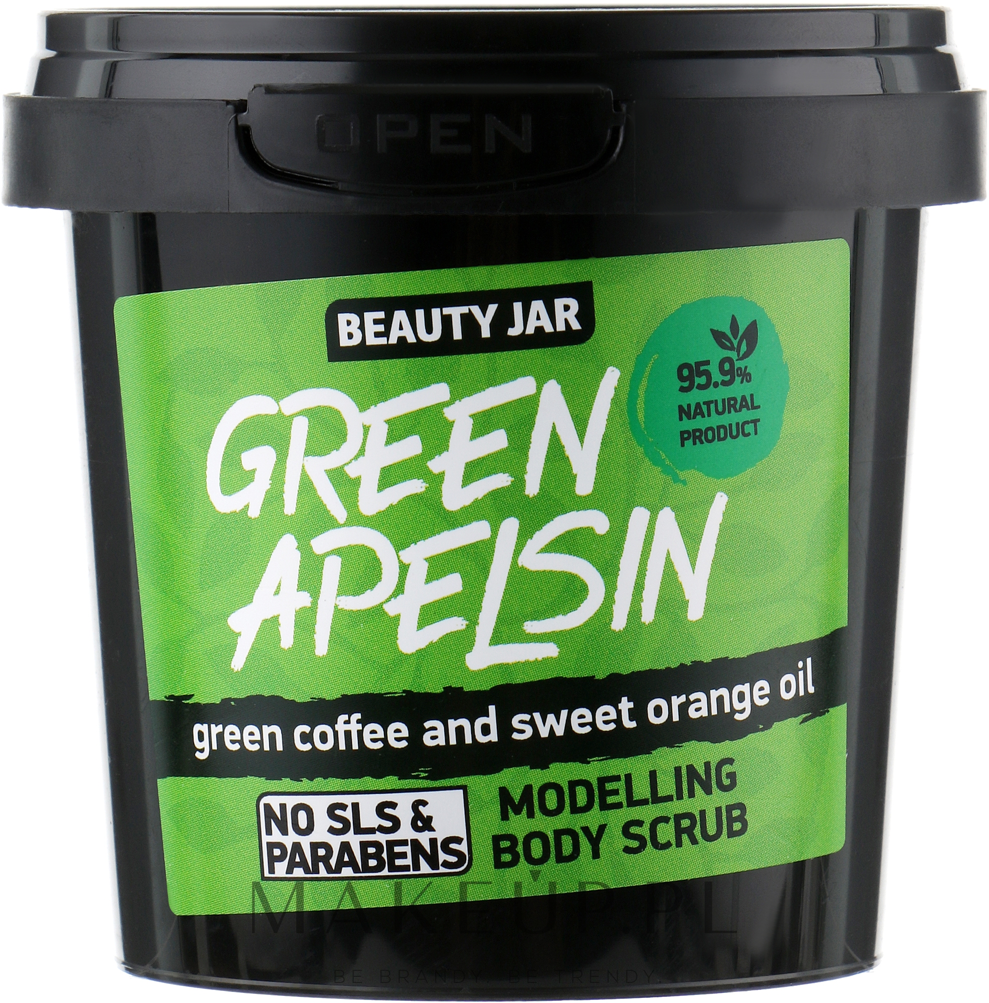 Modelujący scrub do ciała z zieloną kawą i słodką pomarańczą - Beauty Jar Green Apelsin Modelling Body Scrub — Zdjęcie 200 g