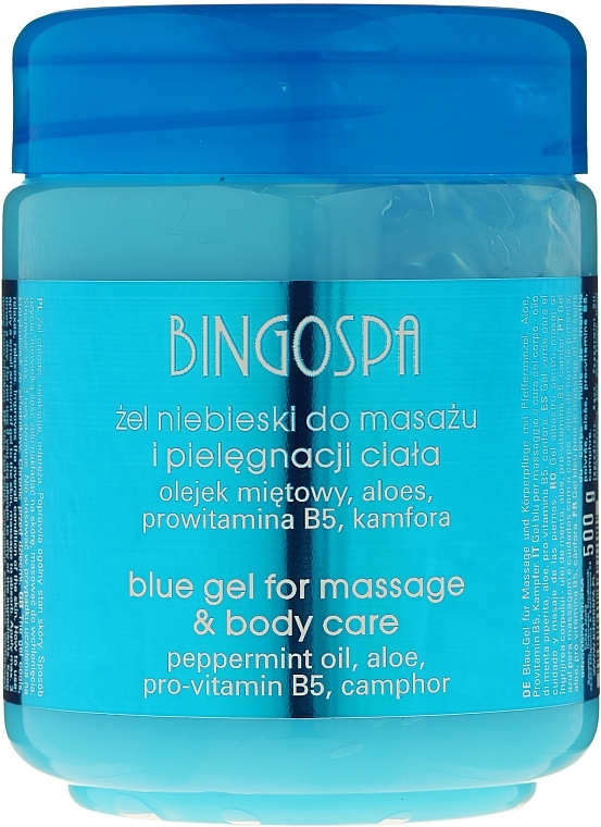PRZECENA! Żel niebieski do masażu Olejek miętowy, aloes, prowitamina B5 i kamfora - BingoSpa Bingo Gel Blue * — Zdjęcie N1