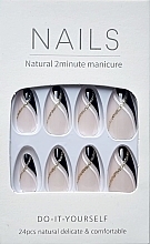 Kup Sztuczne paznokcie ze zdobieniem w kolorze czarnym, złotym i białym, 24 szt. - Deni Carte Nails Natural 2 Minutes Manicure 