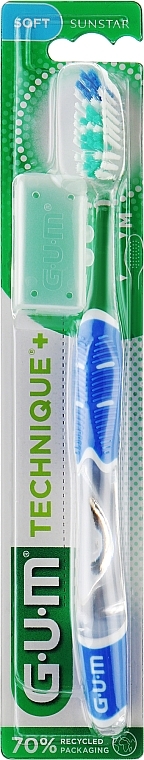 Szczoteczka do zębów miękka Technique+, niebieska - G.U.M Soft Regular Toothbrush — Zdjęcie N1