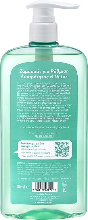 Szampon do włosów Równowaga i detoksykacja - Papoutsanis Karavaki Oil Balance & Detox Shampoo — Zdjęcie N2