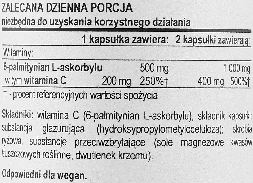 Palmitynian askorbylu w kapsułkach - Now Foods Ascorbyl Palmitate — Zdjęcie N3