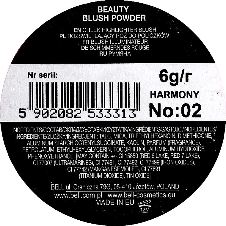 Róż kompaktowy - Bell Beauty Blush Powder — Zdjęcie N4