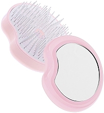 Kompaktowa szczotka do włosów z lusterkiem, różowa - Janeke Compact and Ergonomic Handheld Hairbrush With Mirror — Zdjęcie N1