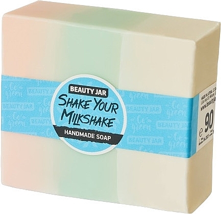 WYPRZEDAŻ Glicerynowe mydło w kostce o zapachu truskawek ze śmietaną - Beauty Jar Shake Your Milkshake Handmade Soap * — Zdjęcie N1