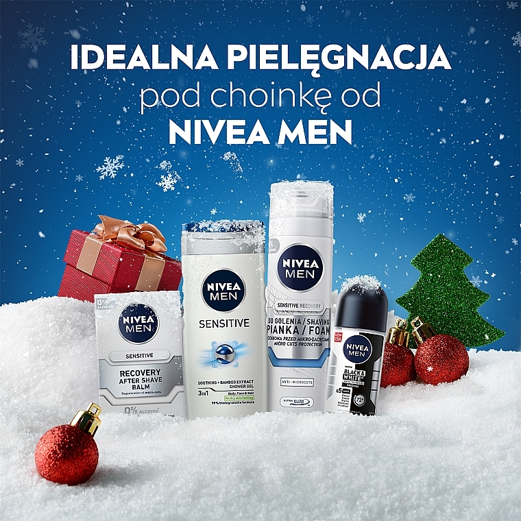 Zestaw - NIVEA MEN Sensitive Recovery Collection (ash/balm/100ml + foam/200ml + shower/gel/250ml + deo/50ml) — Zdjęcie N2