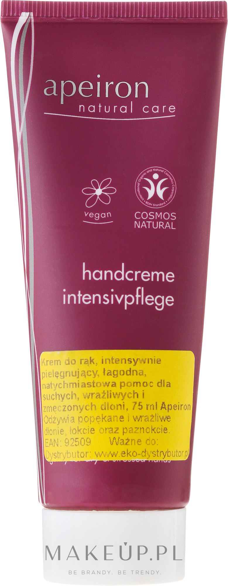 Krem do rąk Intensywna pielęgnacja - Apeiron Intensive Care Hand Cream — Zdjęcie 75 ml