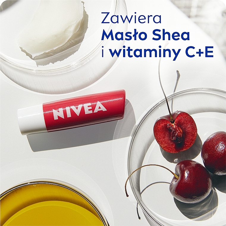 PRZECENA! Pielęgnująca pomadka do ust Wiśnia - NIVEA Fruity Shine Cherry Lip Balm * — Zdjęcie N5