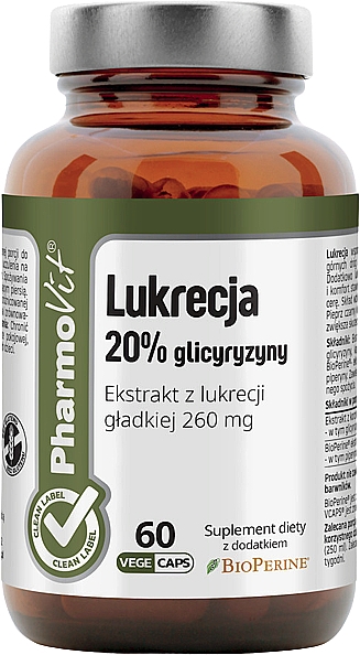 Suplement diety Lukrecja 20% 60 szt. - Pharmovit Clean Label — Zdjęcie N1