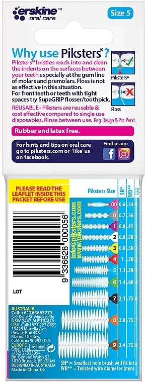 Szczoteczki międzyzębowe 5, niebieskie, 10 sztuk - Piksters Interdental Brushes Blue Size 5 — Zdjęcie N2