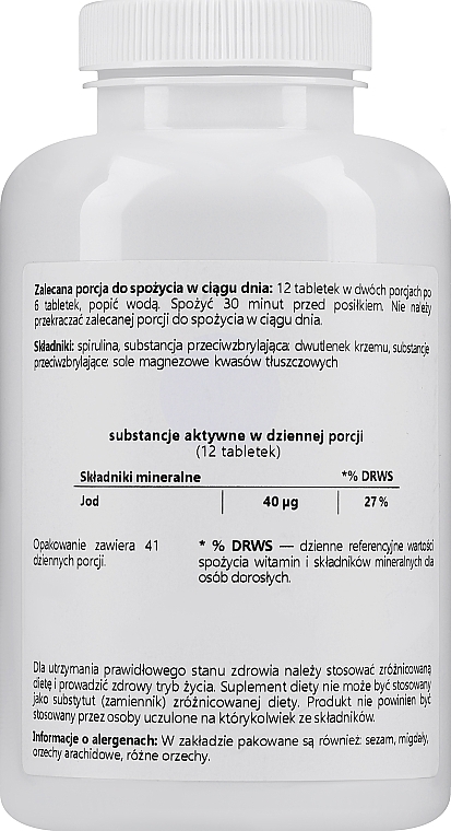 Suplement diety Spirulina azjatycka 250 mg w tabletkach - Natur Planet — Zdjęcie N2