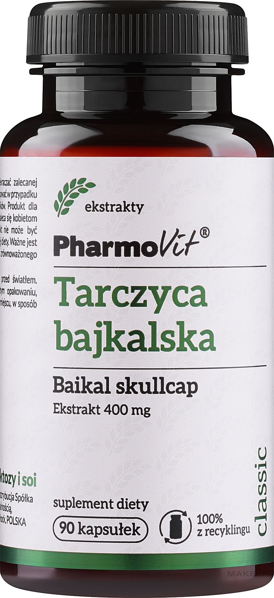 Suplement diety Tarczyca bajkalska, 400 mg - PharmoVit  — Zdjęcie 90 szt.