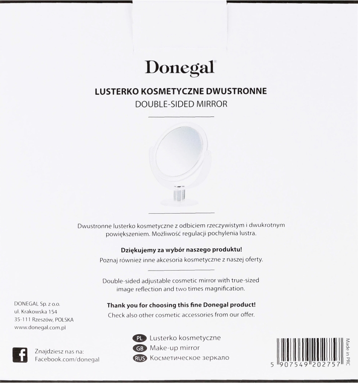 Dwustronne lusterko stojące, 9275, 12 cm, białe - Donegal Mirror — Zdjęcie N3