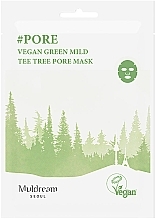 Maska w płachcie do cery tłustej i mieszanej - Muldream Vegan Green Mild Tee Tree Pore Mask — Zdjęcie N1