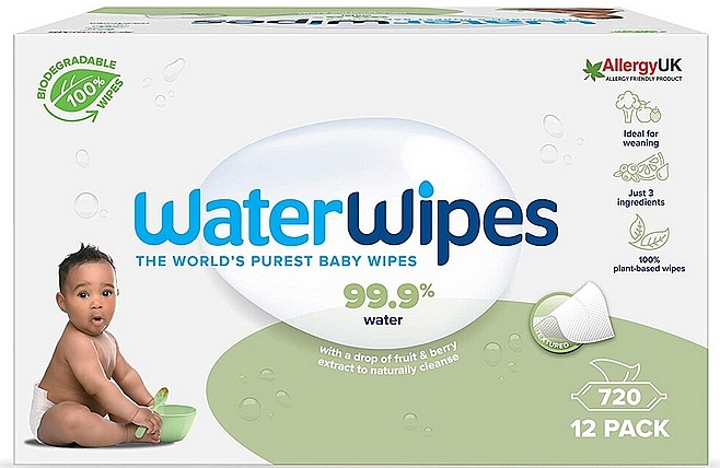 Biodegradowalne chusteczki dla niemowląt, 720 szt. - WaterWipes BIO Baby Wipes — Zdjęcie N1