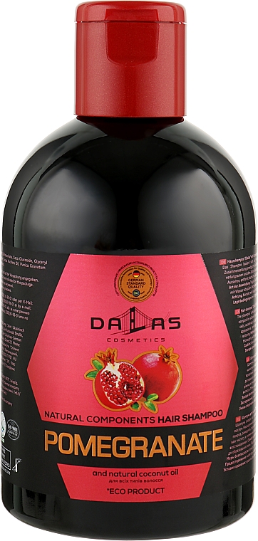 Szampon do włosów z olejem z granatów i naturalnym olejem kokosowym - Dalas Cosmetics Pomegranate Hair Shampoo