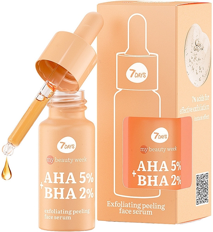 Serum-peeling oczyszczający do twarzy AHA + BHA - 7 Days My Beauty Week AHA 5% + BHA 2% Exfoliating Peeling Face Serum — Zdjęcie N1