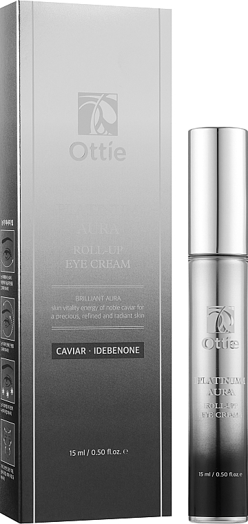 Krem pod oczy z ekstraktem z platyny i czarnego kawioru, z wałkiem - Ottie Platinum Aura Roll-Up Eye Cream  — Zdjęcie N2