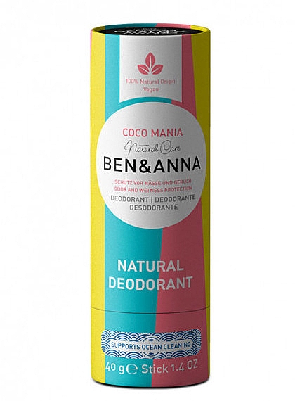 Naturalny dezodorant na bazie sody Coco Mania (karton) - Ben & Anna Natural Care Coco Mania Deodorant Paper Tube — Zdjęcie N1