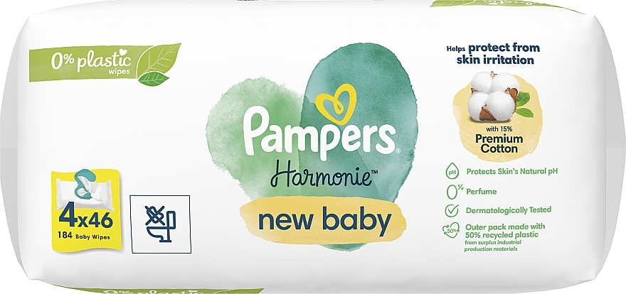 Chusteczki nawilżane dla niemowląt 4x46 szt. - Pampers New Baby Harmonie Body Wipes — Zdjęcie N12