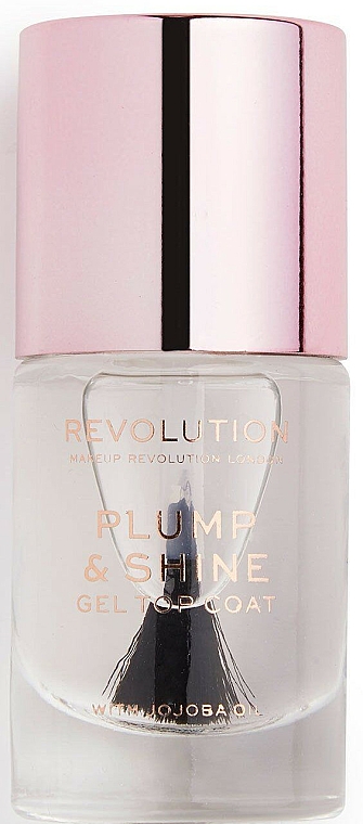 Lakier nawierzchniowy z czarnymi drobinkami - Makeup Revolution Top Coat Gel Plump&Shine — Zdjęcie N1