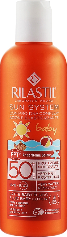 Ultralekki wodoodporny fluid przeciwsłoneczny do ciała dla dzieci SPF 50 - Rilastil Sun System PPT SPF50+ Baby Fluido