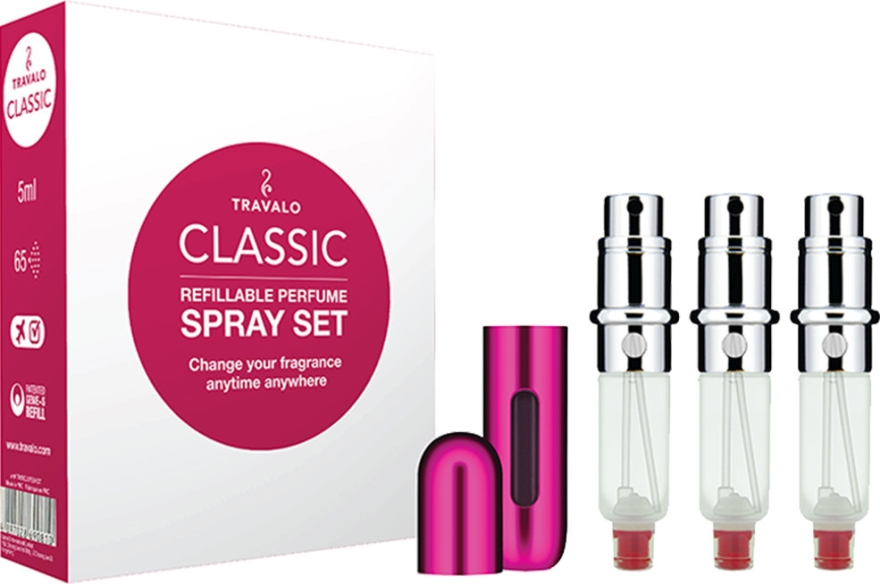 Zestaw flakonów na perfumy - Travalo Classic HD Pink Set (atomiser 3 x 5 ml + case) — Zdjęcie N1