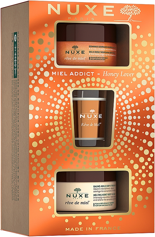 Zestaw upominkowy - Nuxe Honey Lover Gift Set (b/oil/200ml + b/scr/175ml + candle/70g) — Zdjęcie N2