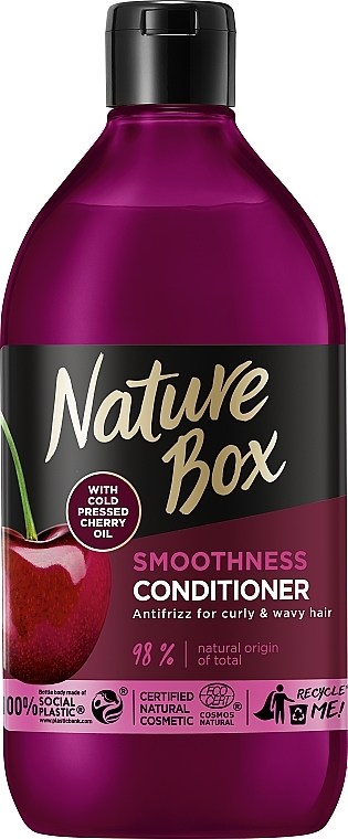 Wygładzająca odżywka do włosów niesfornych i falowanych - Nature Box Cherry Oil Smoothness Conditioner — Zdjęcie N1