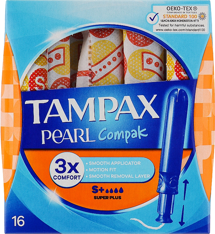 Tampony z aplikatorem, 16 szt. - Tampax Compak Pearl Super Plus