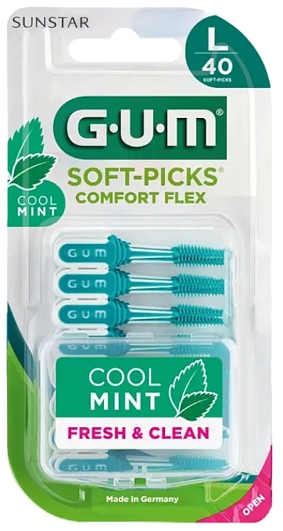 Szczotki gumowe międzyzębowe, rozmiar L, 40 szt - Sunstar Gum Soft-Picks Comfort Flex Cool Mint — Zdjęcie N1