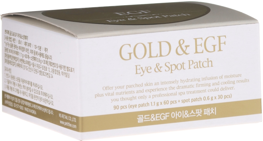 Hydrożelowe płatki pod oczy ze złotem - Petitfee & Koelf Gold&EGF Eye&Spot Patch 