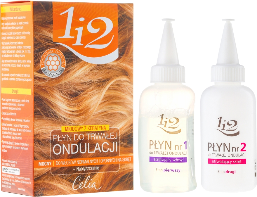 Miodowy płyn do trwałej ondulacji do włosów normalnych i odpornych na skręt - Celia 1 i 2 — Zdjęcie N1