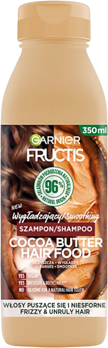 Wygładzający szampon do włosów puszących się i niesfornych - Garnier Fructis Cocoa Butter Hair Food Shampoo