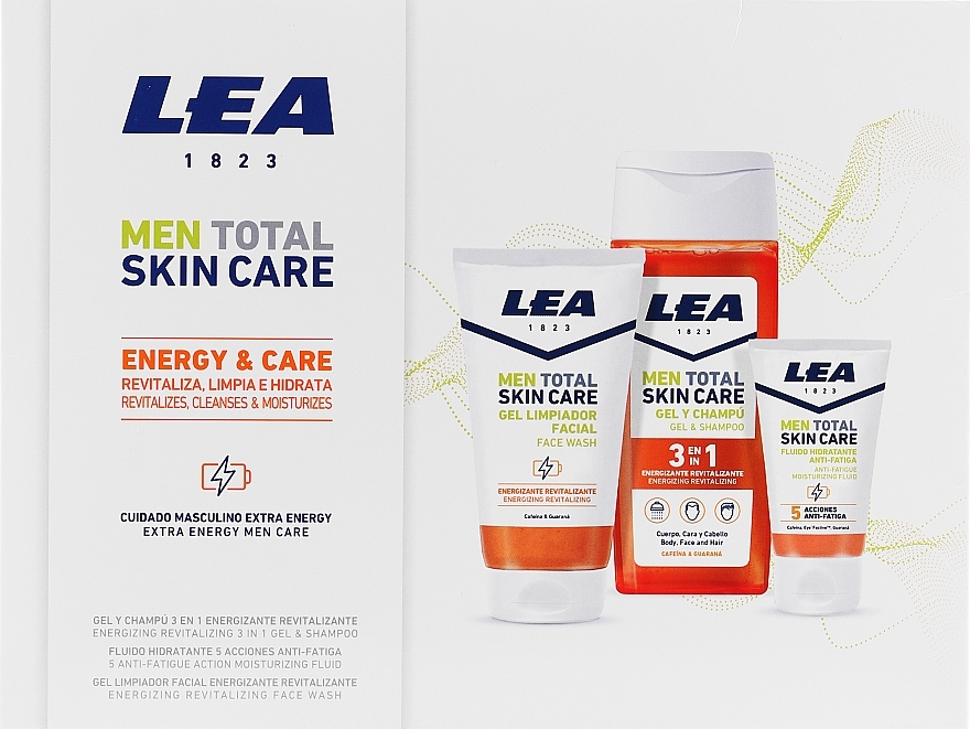 Zestaw - Lea Men Total Skin Care Energy & Care (sh/gel/300ml + f/wash/150ml + f/fluid/50ml) — Zdjęcie N1