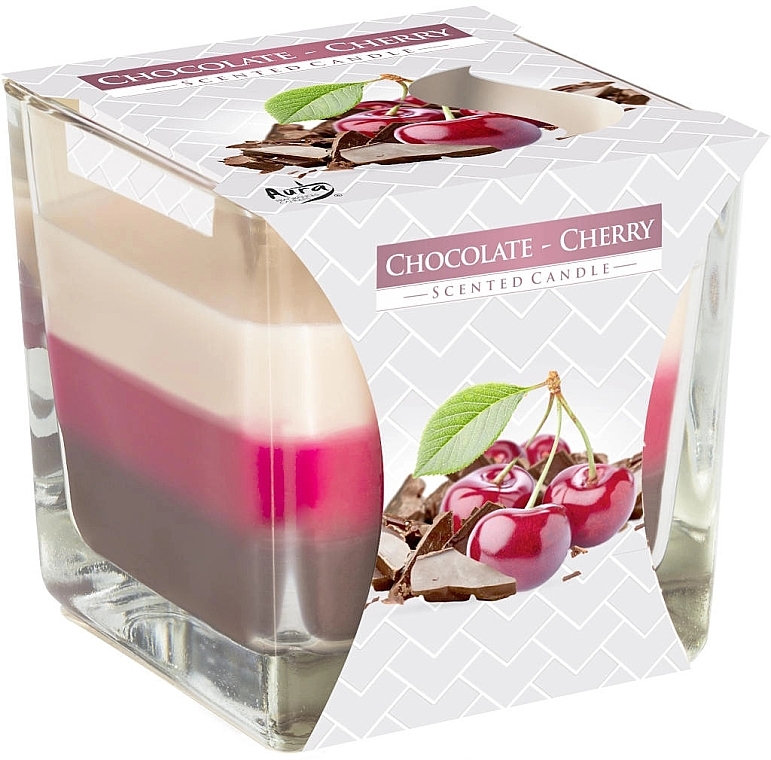 Świeca zapachowa trójwarstwowa w szkle Czekolada-wiśnia - Bispol Scented Candle Chocolate & Cherry — Zdjęcie N1