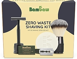 Kup Zestaw - Bambaw Zero Waste Shaving Kit Black (razor + sh/soap/80g + sh/brush/1pcs + blades/5pcs)