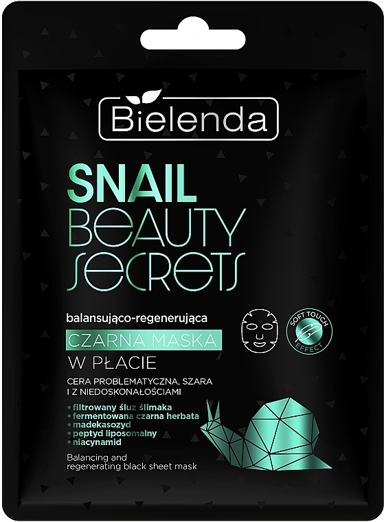 Balansująca i regenerująca czarna maska - Bielenda Snail Beauty Secrets Black Sheet Mask — Zdjęcie N1