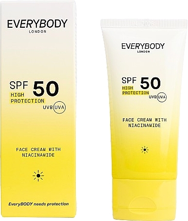 Nawilżający krem przeciwsłoneczny do twarzy z niacynamidem - EveryBody Face Cream With Niacinamide SPF 50 — Zdjęcie N1