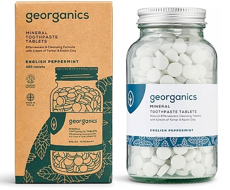 Tabletki do czyszczenia zębów z angielską miętą, 480 szt. - Georganics Natural Toothtablets English Peppermint — Zdjęcie N1