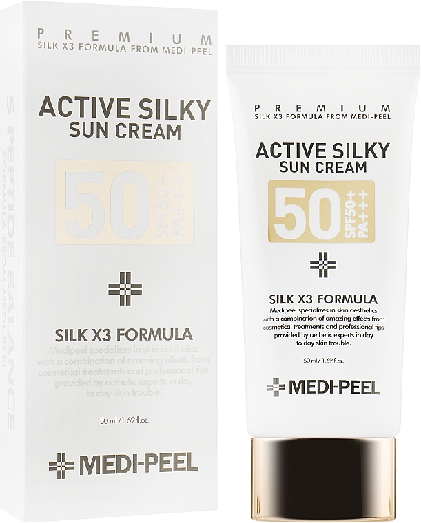 Krem przeciwsłoneczny do twarzy, rąk i dekoltu - MEDIPEEL Active Silky Sun Cream SPF50 + /PA + + +