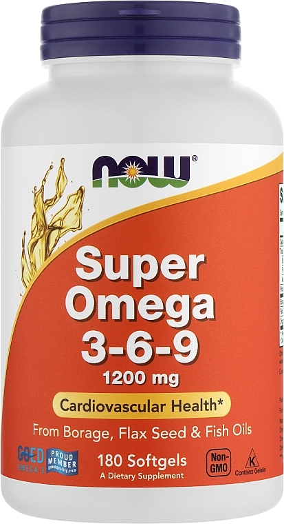 Kwasy tłuszczowe Omega 3-6-9, 1200 mg - Now Foods Super Omega 3-6-9 1200 mg — Zdjęcie N1